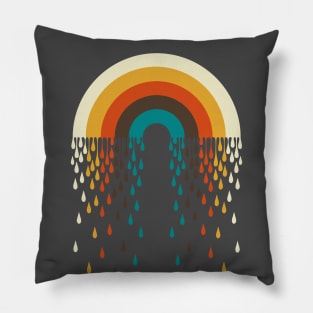 Retro Rainbow Raindrops Pillow