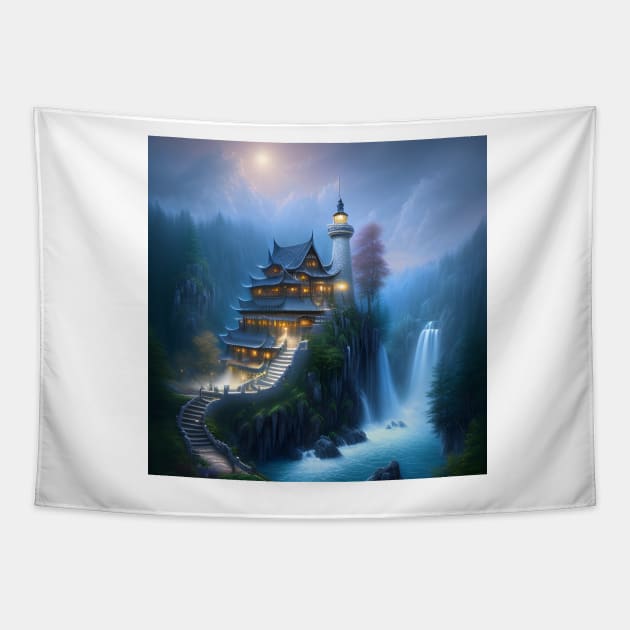 Waterfalls Across a Long Mountain Tapestry by D3monic