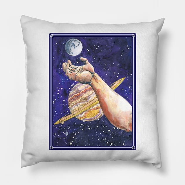 A Moon in the Hand Pillow by seangreenbergart