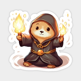 Sea Otter Wizard holding a torch fire Magnet