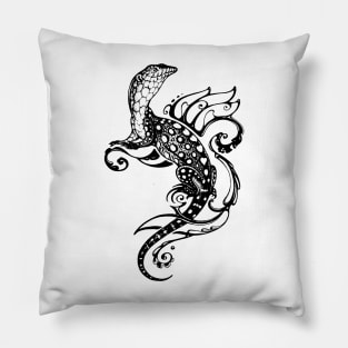 Masterpiece of Nature. Monitor Lizard in tattoo style Pillow