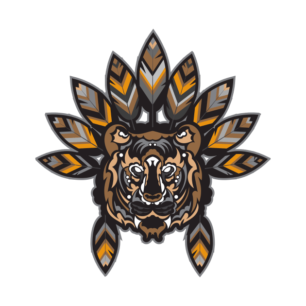 Tiger Head With Indian Feathers Ready by sorashop