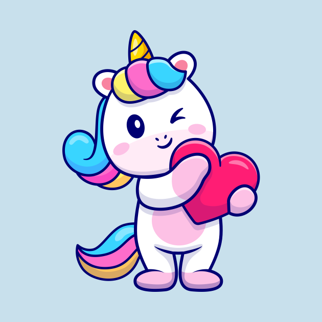 Cute Unicorn Holding Heart Cartoon Cute Unicorn Holding Heart Cartoon