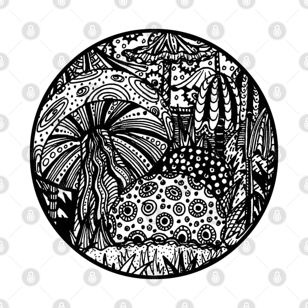 Mushroom Circle Var 3 - Transparent No Black Surround Aussie Tangle by Heatherian