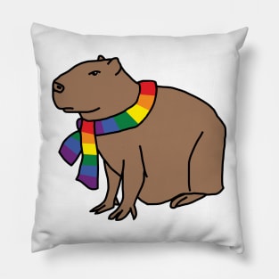 Capybara and Rainbow Pride Flag Scarf Pillow