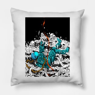 The Falling Astronaut (Blue) Pillow