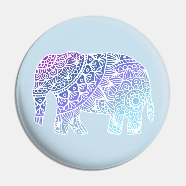 Blue Boho Elephant Mandala Pin by julieerindesigns