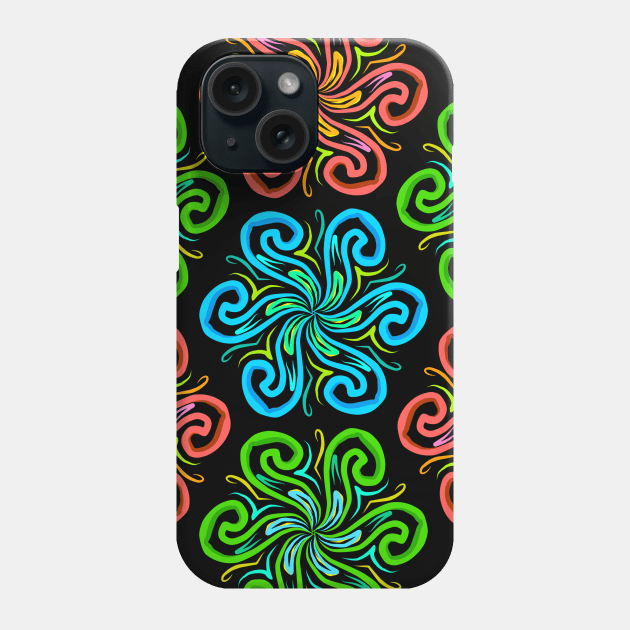 Abstract Floral Mandala Neon Pattern Phone Case by dblaiya