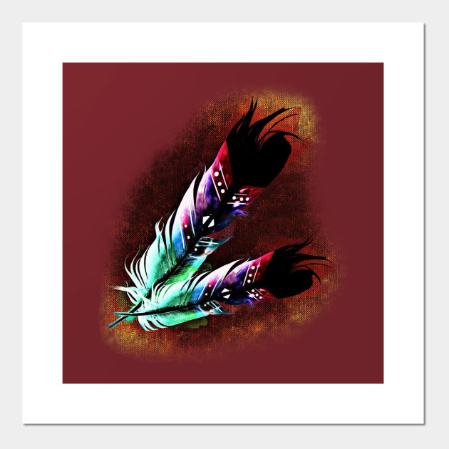Southwest Native American Indian Tribal Art Colorful Feather