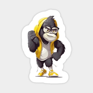 Cartoon monkey in a sweatshirt, ready for action ! Magnet