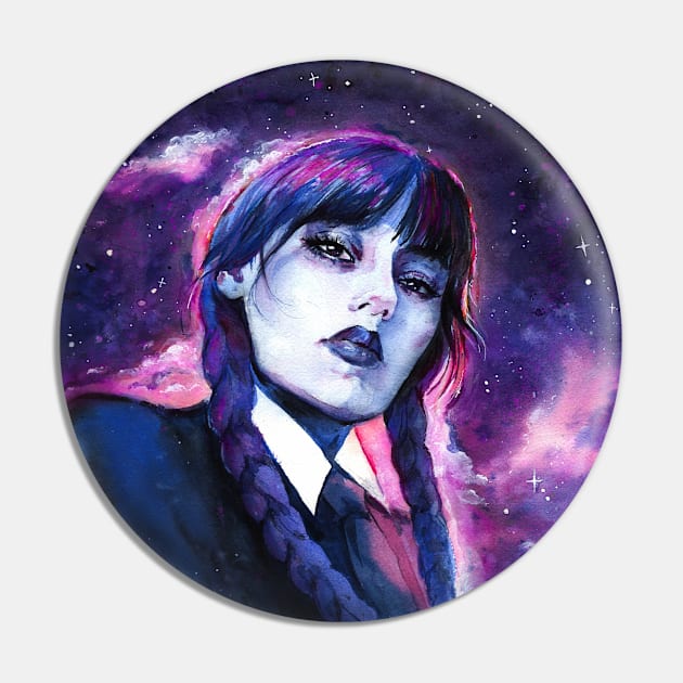 Wednesday Addams - Watercolor Painting Netflix Adaptation Pin by mendic