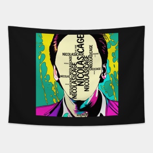 Nicolas Cage stolen face vector art fan works graphic design by ironpalette Tapestry