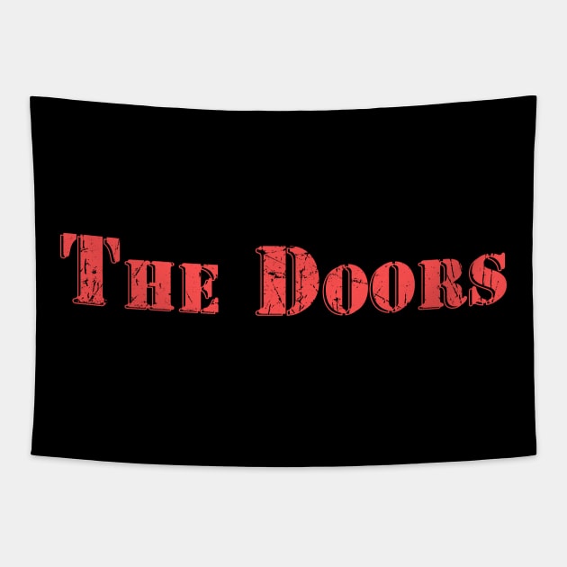 Red Doors Text Tapestry by LittleSamantha