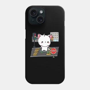 Funny angora cat is on a skateboard Phone Case