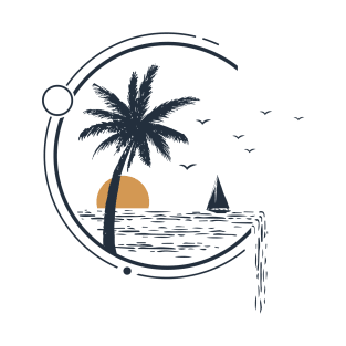 Sailboat In Ocean. Summer Time. Double Exposure Style T-Shirt