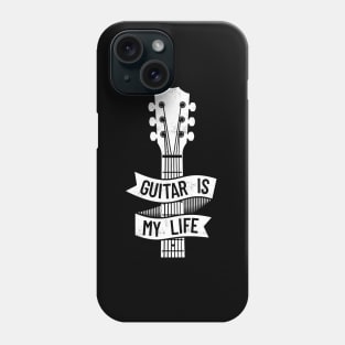 Guitar is My Life Acoustic Guitar Headstock Dark Theme Phone Case