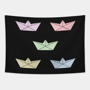 Pastel paper boats set Tapestry