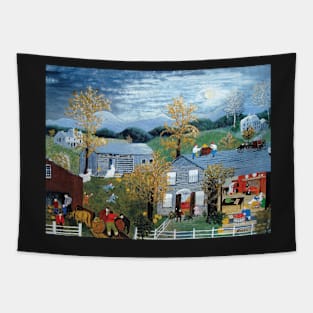 halloween scenes grandma moses Tapestry