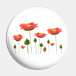 orange poppies watercolor Pin