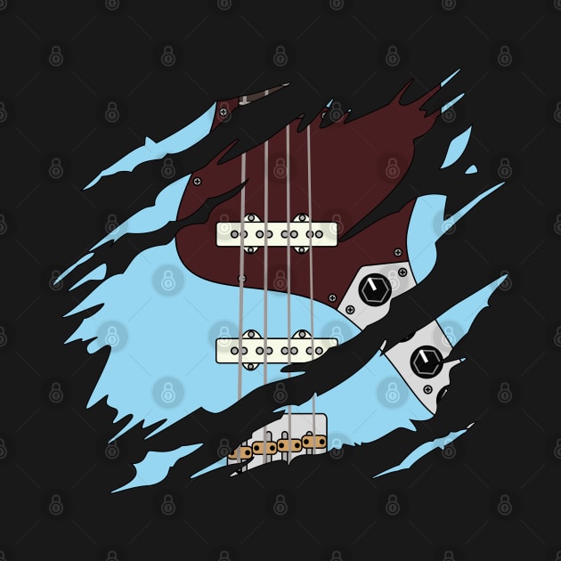 Ripped Bass Guitar J-Style Blue Color by nightsworthy