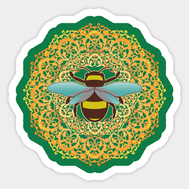 Honey Bee On Abstract Flower Abstract Flower Sticker Teepublic