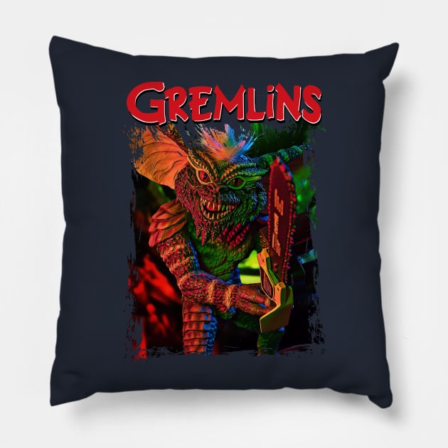 Gizmo And The Gang Iconic Characters In Gremlins Lore Pillow by Nychos's style