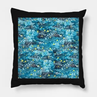 watercolor texture with fireflies Pillow