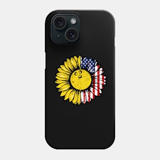 Sunflower American Flag Bowling Lover Gifts 4th Of July Phone Case