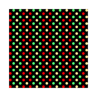 Christmas - Polka Dots Pattern on Black Background T-Shirt