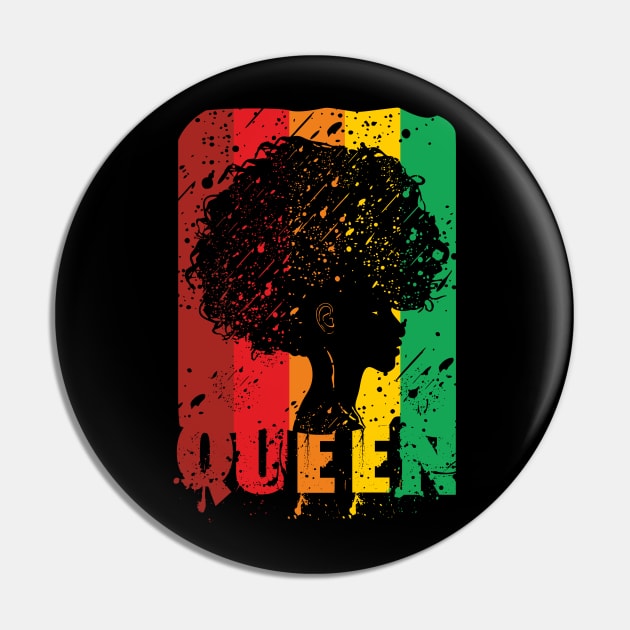 Black Queen Women Shirt Afro American Strong Natural Hair Pin by FunnyphskStore