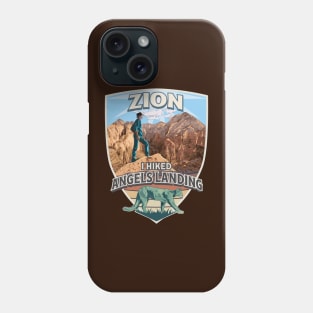 I Hiked Angels Landing Zion National Park with Cougar and Hiker Retro Vintage Design Phone Case