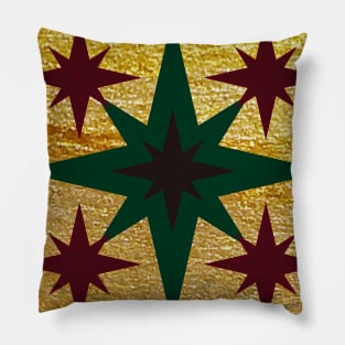 Red, Green and Gold Star Design Pillow