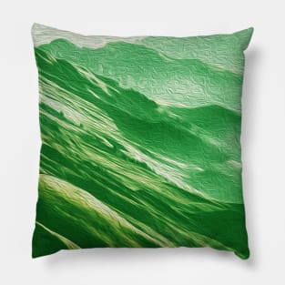 Tropical Green Mountains Oil Effects 1 Pillow