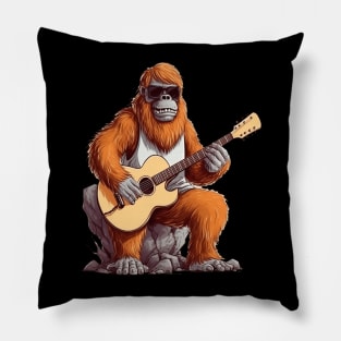 Bigfoot playing Guitar Pillow