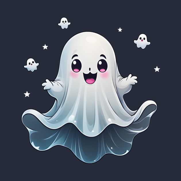 Cute ghost floating. Halloween ghost cartoon by Salasala