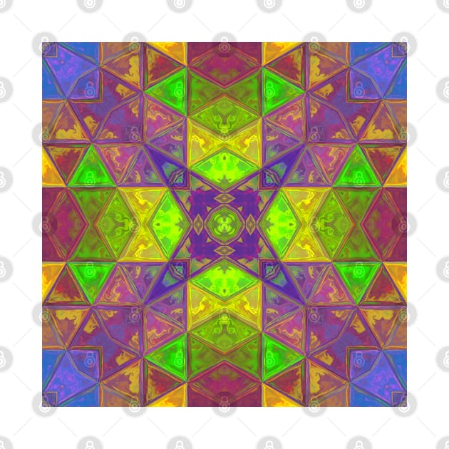 Mosaic Kaleidoscope Square Green Purple and Blue by WormholeOrbital