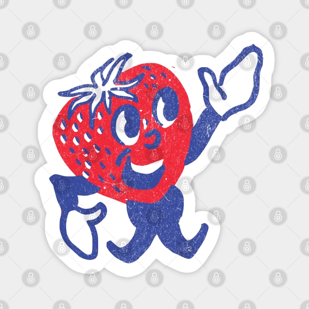 Cute Retro Strawberry Happy Strawberry Magnet by Yesteeyear