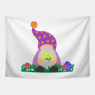 Easter Gnome Polka Dot Hat in a Garden Tapestry