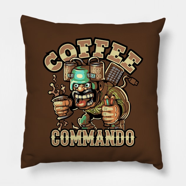 Coffee Commando Pillow by wuhuli