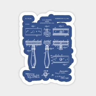 Razor Patent - Barber Art - Blueprint Magnet