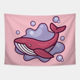 Cute Smiling Pink Whale Tapestry