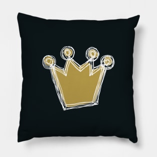 White and Gold Crown Minimalist Sketch Pillow