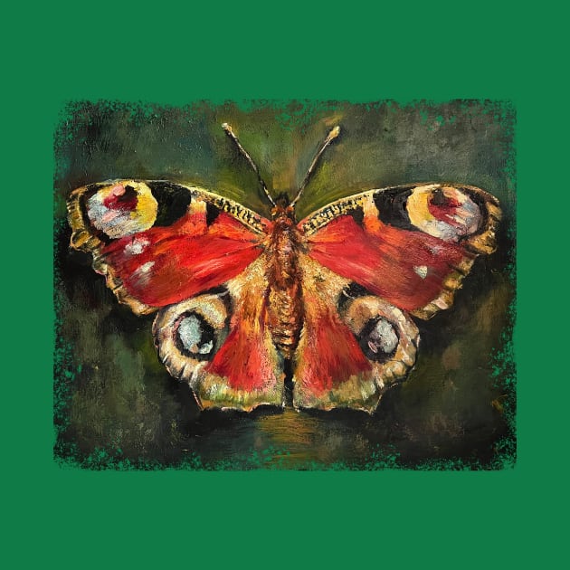 Red butterfly, oil painting on canvas. by Li_Ya_Art