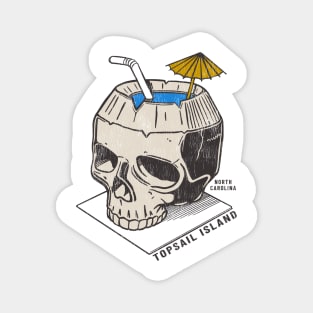 Topsail Island, NC Summertime Vacationing Skull Drink Magnet