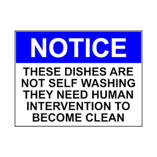 NOTICE: THESE DISHES ARE NOT SELF WASHING AND REQUIRE HUMAN INTERVENTION TO BECOME CLEAN T-Shirt