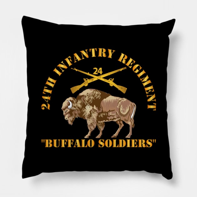 24th Infantry Regiment - Buffalo Soldiers w 24th Inf Branch Insignia Pillow by twix123844