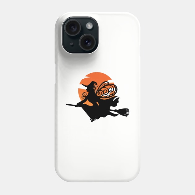 Witch On A Broom T-shirt Phone Case by OTM Sports & Graphics