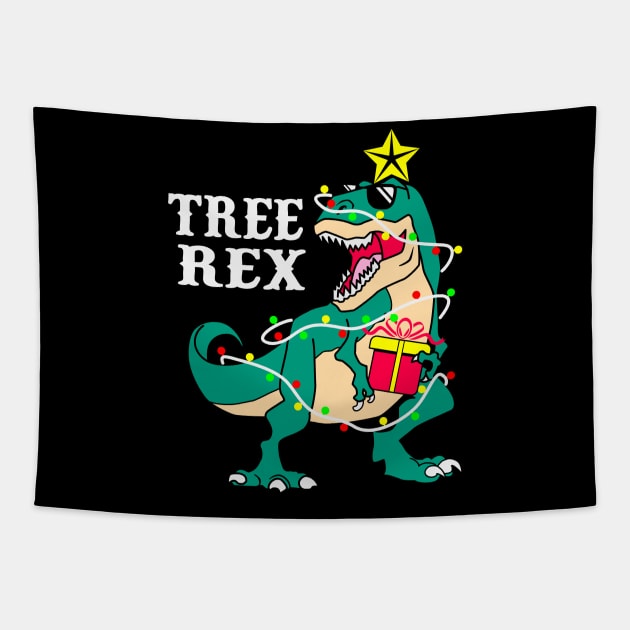 Tree Rex Funny T Rex Christmas Tree Dinosaur Lover Gift Tapestry by BadDesignCo