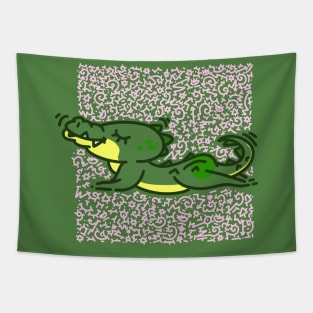 Cute Crocodile Yoga #10 Doodle Edition Tapestry