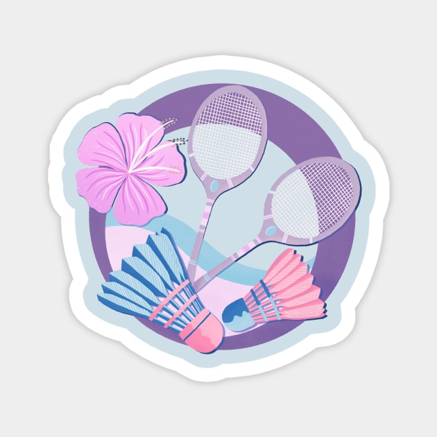 Tropical badminton badge - pastel purple and pink Magnet by Home Cyn Home 